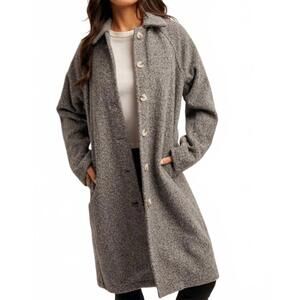 NEW HEM & THREAD talia teddy trench coat in charcoal